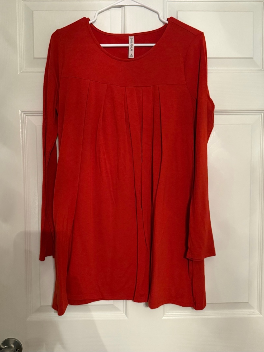 Zenana Premium burnt orange Long-Sleeve Pleated Women's dress